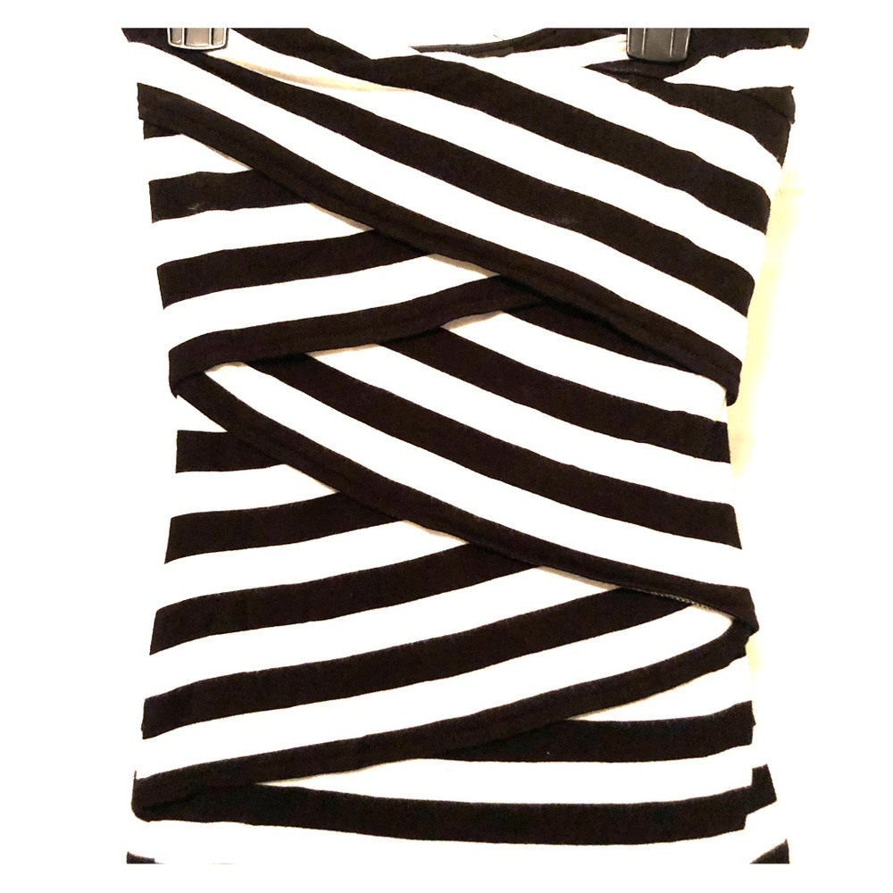 INC black and white stripe strapless top